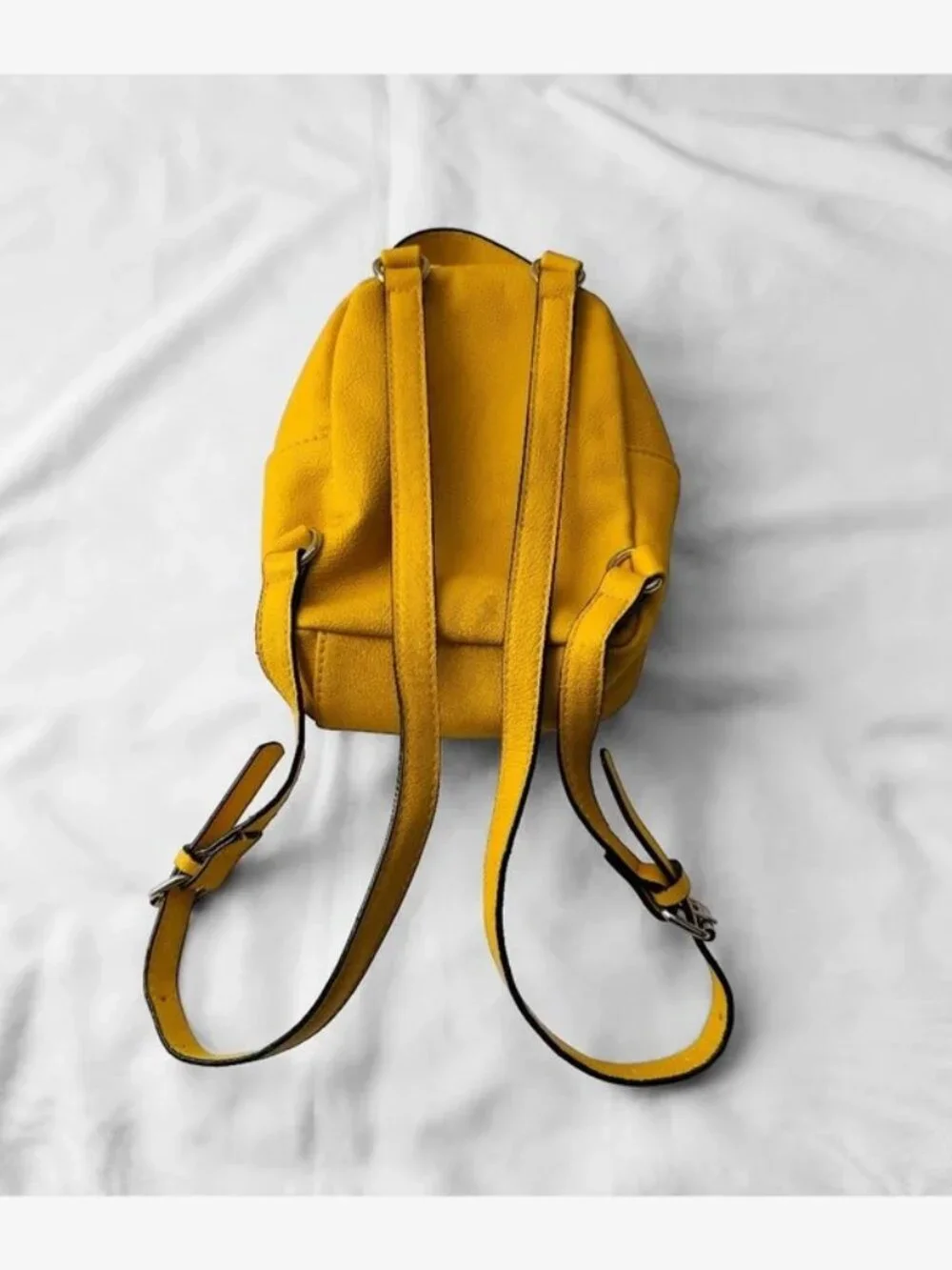 Betsey Johnson Yellow Quilted Mini Backpack with Dog Patch